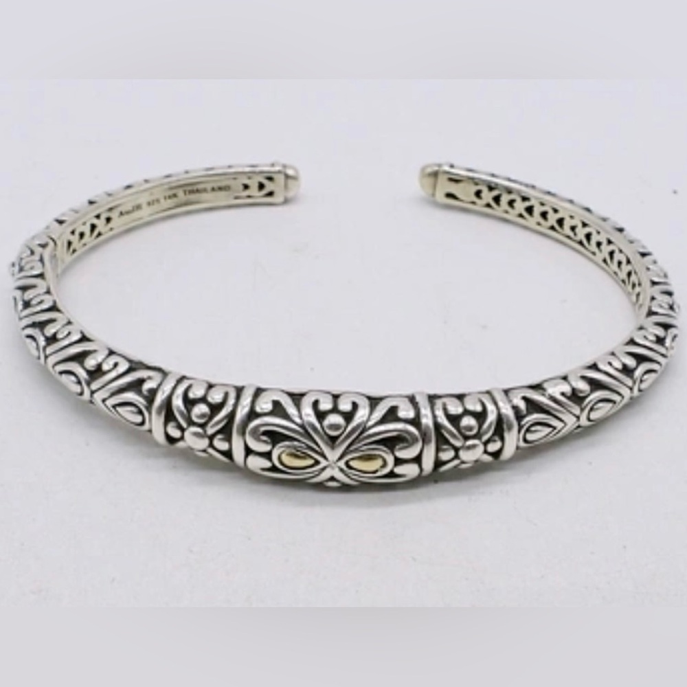 Angela by John Hardy 14K & Silver Ornate Openwork Cuff Bracelet 6.25” lot 794